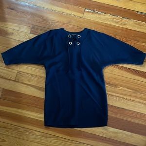 2 in 1 ! Blue long top or mini dress! Super elegant